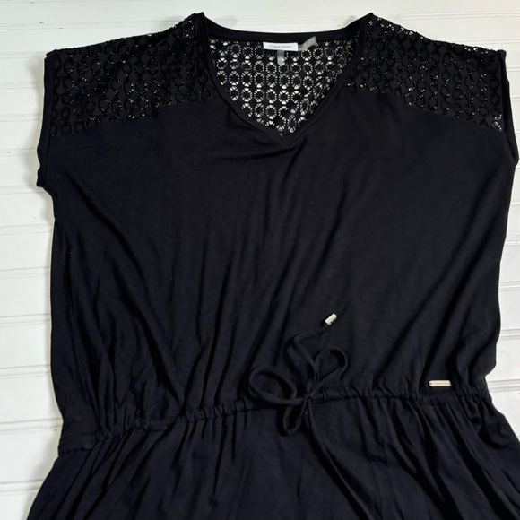 Calvin Klein Swimwear Crochet-Shoulder Tunic Cover Up Women's L/XL Black Dress - Picture 12 of 16